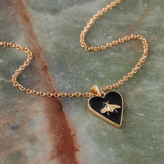 12 Pack: Gold & Black Heart Bee Pendant by Bead Landing™